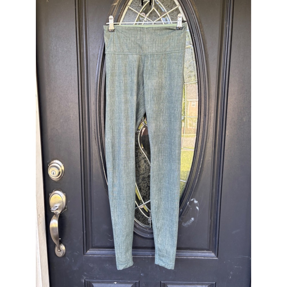 Lululemon High Rise Leggings Sage Green White Space Dye Static Yoga Pants Size 2